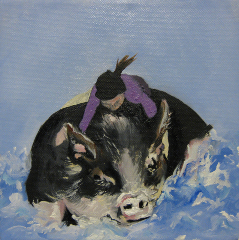 Piggy back, oil on canvas