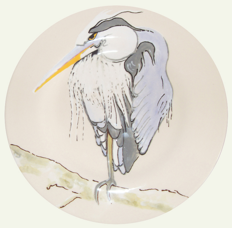 angry heron,  2012, 22 cm diameter