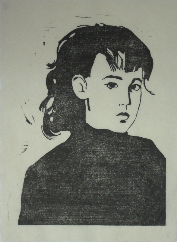 Maddy monochrome, 2013, wood cut, 32 x 23 cm 