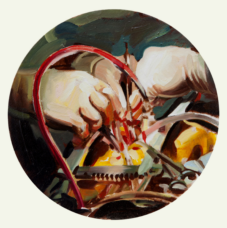 surgery 2, oil on canvas, 26cm diameter